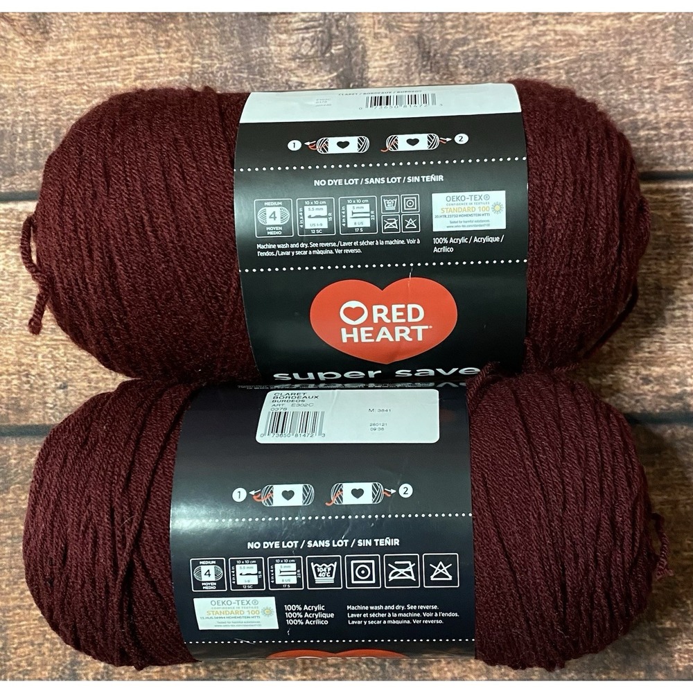 Red Heart Super Saver Jumbo Yarn Claret 4-Medium 14 oz/744 yards Lot of 2 - Picture 5 of 5